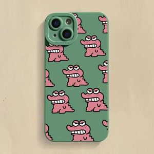 Études de téléphone portable Cartoon Cartoon Baby Crocodile Téléphone Bidle iPhone 14 13 12 15 Pro Max Mini XS XR 7 8 15 Plus SE COUVERTURE HARD PROTECTIVE J240418