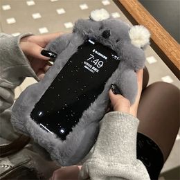 Mobiele telefoon hoesjes schattig dier koala zachte pluizige pluche telefoonhoes geschikt voor iPhone 15 14 13 12 Pro Max 15pro meisje thermische cartoon cover 231026