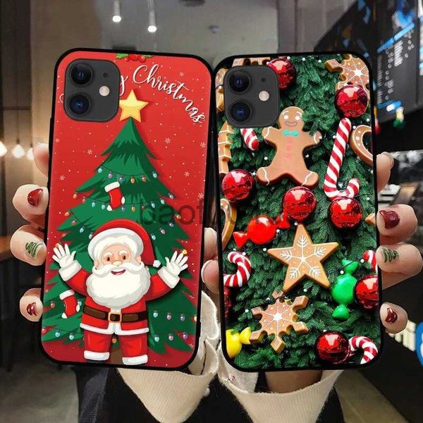 Étuis de téléphone portable Étuis de téléphone portable de Noël mignons pour iPhone 14 15 Pro Max 11 12 13 Mini 7 8 Plus X XS XR XSMAX Soft TPU Silicone Housse de protection antichoc x0912