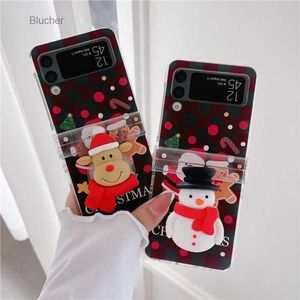 Mobiele Telefoon Gevallen Leuke Kerst Vrolijke Oude Man Herten Standhouder Telefoon Case Voor Samsung Galaxy Z Flip 5 4 3 Z Flip5 Flip4 Zflip3 Mooie Hard CoverL2402