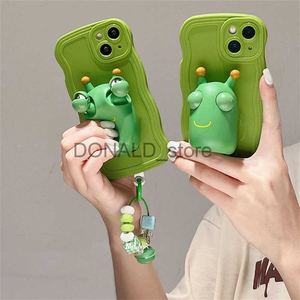 Cajas de teléfonos celulares Cute Fun Frog Press Bell Pulsera Elástica Descomprimir Caja de teléfono de juguete para iPhone 11 15 Pro Max 14 Pro 13 12 XS XR 7 8 Plus Cubierta J240118