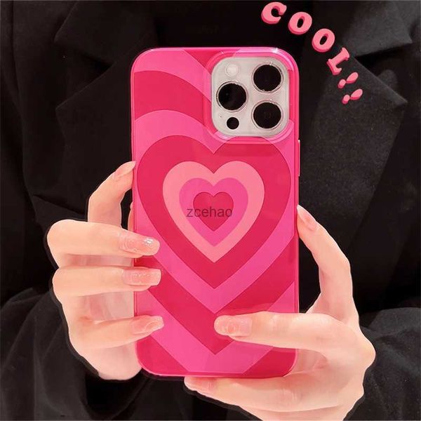 Cajas del teléfono celular Lindo gradiente rosa dulce amor corazón teléfono caso para iPhone 11 caso iPhone 13 12 15 14 Pro XS Max X XR 7 8 Plus SE 2022 Soft CoverL240105