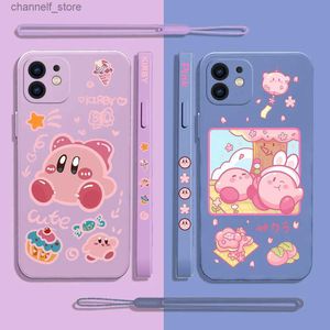 Étuis de téléphone portable Mignon étoiles roses Kirbys étui de téléphone pour iPhone 15 14 13 12 11 Pro Max Mini X XR XS MAX SE 8 7 6S Plus couverture en silicone liquide souple Y240325