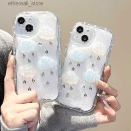 Mobiele telefoon hoesjes Cute s Rain Soft TPU hoesjes voor iPhone 15 14 Plus 13 Pro Max 12 11 XR X XS MAX Mode Shell Wave Side Mooi Schokbestendig Mobiele Telefoon Cover Skin Q231130