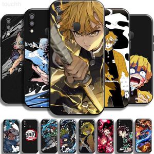 Mobiele telefoon hoesjes Demon Slayer Kamado Zenitsu voor Samsung Galaxy M20 Telefoon hoesjes Volledige bescherming Schokbestendig Coque Funda Zwart Vloeibaar Silicium L230731