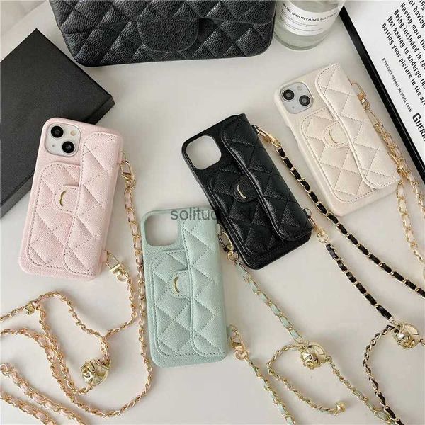 Caisses de téléphone portable Case de créateurs Téléphones du corps pour iPhone 11 12 13 14 Pro Max Fashion Cuir Luxury Chain Cover Carte Holder Portefeuille 4 couleurs Q240408