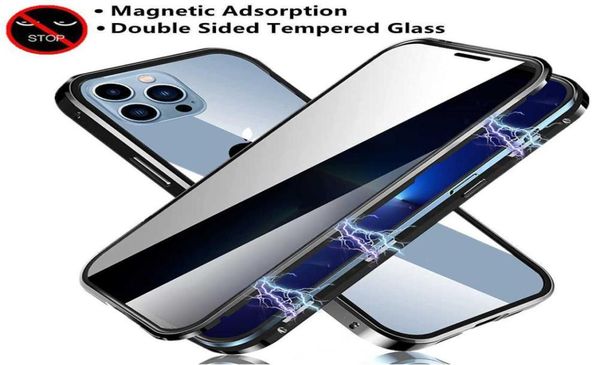 Cas de téléphone portable Double face en verre protégé pare-chocs en métal anti-espion écran de confidentialité pour iPhone 13 12 11 Pro Max Mini 6 71025500
