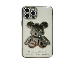 Mobiele telefoonhoesjes geëlektropleerde beer voor telefoonhoes transparante iPhone 13 12 11 Pro Max allinclusive siliconen Soft2474026