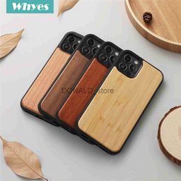 Étuis de téléphone portable Sacs de soirée Étui arrière en bois véritable pour iPhone 11 12 13 14 15 Plus Pro Max Véritable bambou noyer en bois dur gratuit cadeau personnalisé étui de téléphone Funda J231216