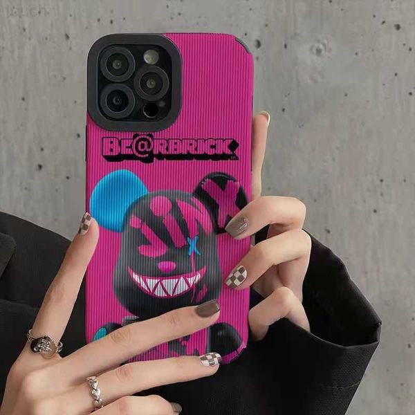 Cajas del teléfono celular Moda Cool Bear Pink Funda para teléfono para iPhone 14 13 12 11 Pro Max MiNi XR XS XSMax X 6 7 8 Plus Boy Cubierta trasera suave a prueba de golpes L230731