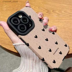 Mobiele telefoons Fashion Little Love Heart Phone Case voor iPhone 14 12 15 11 13 Pro Max Mini SE X XS XR 78 Plus Silicone Leather Shockproof Covery240325