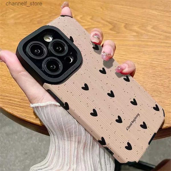 Caisses de téléphone portable Fashion Little Love Heart Phone Case pour iPhone 14 12 15 11 13 Pro Max Mini SE XS XS XR 78 Plus Silicone Leather Shockproof Covery240325