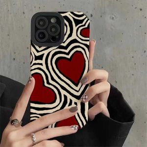 Caisses de téléphone portable Fashion Romantic Love Hearts Téléphone Case de téléphone pour iPhone 13 14 15 Pro Max 11 12 XS XR 7 8 Plus SE Couverture de silicone à l'épreuve du choc J240418