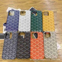 Mobiele telefoons Fashionable Minimalistische meerkleurige iPhone 15 Promax telefoonhoes 13 Leather Hard Protective H240419
