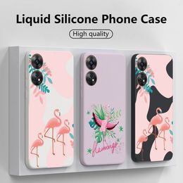 Casos de teléfonos celulares Case de patrón de flamenco para OPPO A17 A16K A16 A15 Reno 8T 8 Pro Realme C55 C35 C33 A57 A74 Silicona líquida TPU Cubierta mate 230812