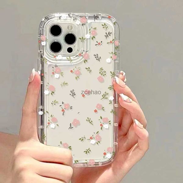 Fundas para teléfono celular Funda para teléfono con flores para iPhone 15 Funda iPhone 13 11 12 15 Pro 14 Pro Max XS XR X 7 8 15 Plus SE 2020 Funda floral estética lindaL240105