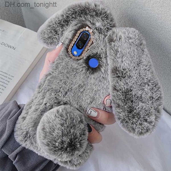 Étuis de téléphone portable Lapin moelleux Silicone Lapin Étuis de téléphone en peluche pour P20 Lite P40 P30 Pro Mate 30 Nova 5T Honor 20S 9X Y7 Pro Y9 Prime 2019 Z230728