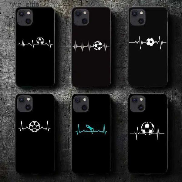 Fundas para teléfono móvil, funda para teléfono con latido del corazón de fútbol para iPhone 11 12 Mini 13 14 Pro XS Max X 8 7 6s Plus SE XR ShellL2310/16