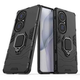 Cas de téléphone portable pour Huawei P50 Pro Case Couverture pour Huawei P50 Pro Couvercle de protection Armure Shell Coque Funda Finger Ring Kickstand Hard Phone Case 240423