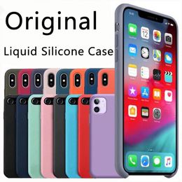 Cajas de teléfonos celulares para iPhone 15 14 13 11 12 Pro X XR XS Max 7 6 6S 8 Plus Funda suave de silicona líquida de calidad original de lujo a prueba de golpes con logotipo