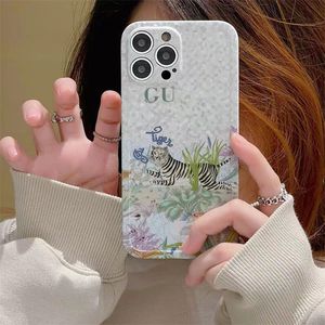 Cas de téléphone portable pour iPhone 13 Pro Max 12 11 XS XR 8P Designer Classique Tiger Pattern Flower Painting Case Antichoc Phonecase Shell Hot