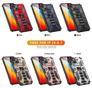 Étuis pour téléphones portables pour iPhone 14 Pro Max 13 12 11 XR XS 7 8 Plus MaxHybrid Armor Invisible Kickstand Magnétique Antichoc Couverture Arrière D1