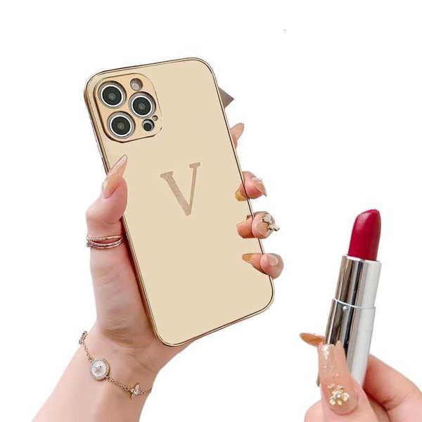 Cas de téléphone portable pour iPhone 15 14 Pro Max Plus Cas de luxe Gold Mirror Reflection Shell Case 9 types Designer Golden Pattern Cover 13 12 XR XS 8 7 Phonecase G3GL