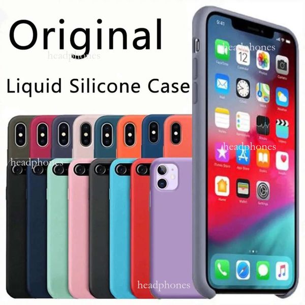 Étuis de téléphone portable pour iPhone 15 14 13 11 12 Pro X XR XS Max 7 6 6S 8 Plus Antichoc Luxe Original Qualité Silicone Liquide Couverture Souple avec Logo