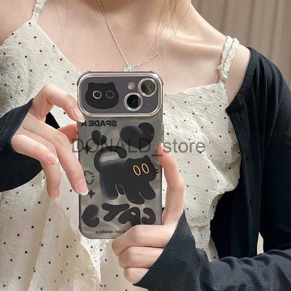 Étuis de téléphone portable pour iPhone 15 ProMax Case Luxury Cute Black Love Cat Phone Case pour iPhone 14 13 12 11 Pro Max Couverture antichoc J240118