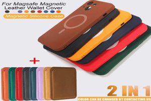 Étuis de téléphone portable pour Magsafe magnétique sans fil charge étui en silicone iPhone 13 12 11 Pro MAX Mini XR XS porte-carte en cuir Walle7271594