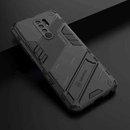 Cas de téléphone portable pour MI Redmi 9 9A 9C avec coque de téléphone à armure de kickstand pour Redmi 9 Prime 9 Power Stroproproof Magnetic Hover Couvercle de dos 240423