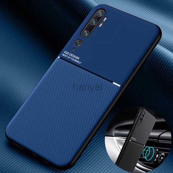 Cajas del teléfono celular para Note 10 Funda de lujo de silicona Soporte magnético para automóvil Contraportada Mi Note10 Pro Lite Cuero suave 2442