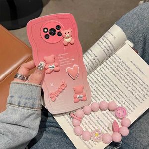 Cas de téléphone portable pour Redmi Poco X3 Nfc Pro Phone Case 3D Cartoon Animal Mode Mignon Soft Silicon Sport Dragonne Bracelet Couverture Arrière L230823