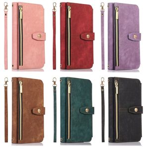 Estuches para teléfonos celulares para S23 PLUS S22 Ultra S21FE NOTE20 A14 A34 A54 A33 A53 Google 7 pro Funda de libro con billetera de cuero con cremallera