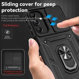 Étuis de téléphone portable pour Samsung Galaxy A15 Case de glissière Caméra Amor-shopping Armor Case pour Galaxya15 A15 A 15 voitures de support magnétique Ring Protection Shell 240423