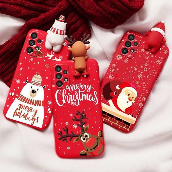 Étuis de téléphone portable pour Samsung Galaxy A53 étui dessin animé 3D poupée élan de noël Silicone TPU Fundas pour Samsung A 53 5G GalaxyA53 SM-A536U couverture arrière L231024