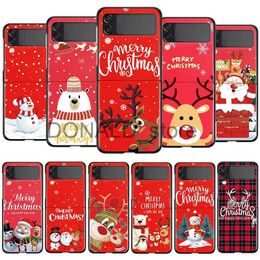 Mobiele Telefoon Gevallen Voor Samsung Galaxy Z Flip 3 4 5 Flip3 Flip4 Case Kerst Hard Cover Fundas Voor Galaxy ZFlip3 ZFlip4 ZFlip 4 3 5 Xmas Elanden Coque J231206