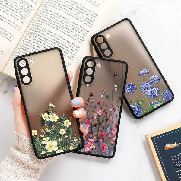 Étuis de téléphone portable pour Samsung S22 Ultra Housse de protection Samsung Galaxy S23 Ultra A54 S 22 S21 S20 FE S10 Note 20 10 Plus S8 Fleurs de lavande Étui transparent L230823