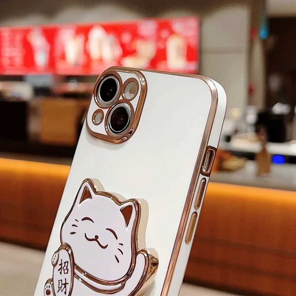 Caisses de téléphone portable FORTUNE CAT Pliant support support Placing Téléphone Case pour Xiaomi MI POCO C40 M5 M4 M3 X4 X3 NFC F3 F2 Pro Soft Silicon Cover CAPA J240509