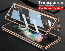 Étuis de téléphone portable avant en verre trempé transparent pour Samsung Galaxy Z Fold 3 4 cadre de placage de couverture dur clair S porte-stylo B4508153