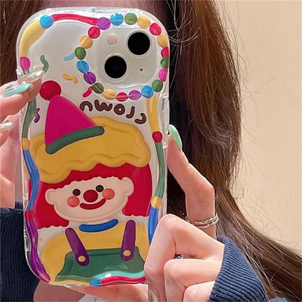 Cas de téléphone portable Drôle Mignon INS Coréen Candy Couleur Clown Wavy Case pour iPhone 11 12 13 14 Pro Max 7 8 Plus X XS XR SE Couverture souple antichoc 231021