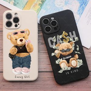 Fundas para teléfonos móviles Funda divertida para teléfono con oso deportivo para iPhone 14 PRO Max 12 Pro 11 Pro XR XS MAX X 6s 8 7 Plus caja de regalo para niña para iPhone 15 13 Pro Max 231026