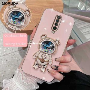 Cajas para teléfonos celulares Glitter Quicksand Space Bear Funda con soporte para Redmi Note 11 4G Note 10 Pro Redmi 9 9A 9C 10A Xiaomi 11 Pro Stand Holder Cover L230731