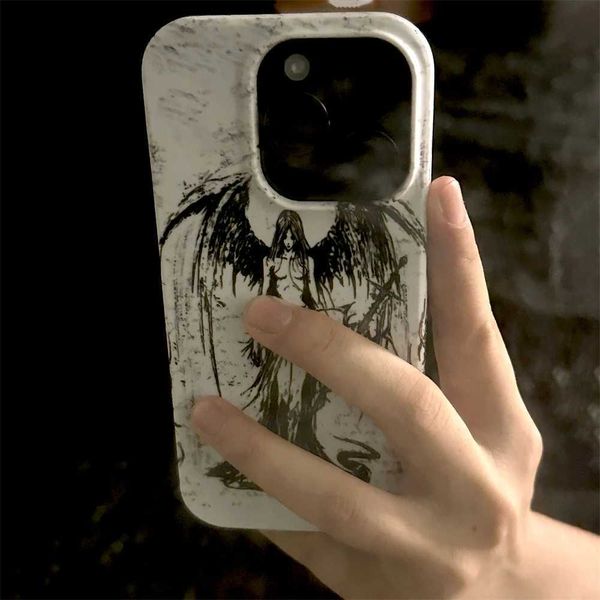 Étuis de téléphone portable Gothic Girl Sculpture Vintage Phone Case Convient pour iPhone 15 14 Pro Max 11 12 Mini XR XS 7 8 Plus Mode Mignon Antichoc Phone Case Cover J240318