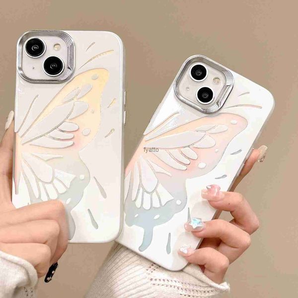 Cas de téléphone portable Han Feng Butterfly Creative Laser adapté à l'iPhone 14 Pro Max 15 Case 13/12 Advanced Electroply H240419