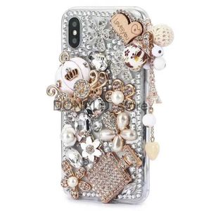 Cas de téléphone portable Cas à la main Bling Strass Diamant Cristal Téléphone portable Étui décoratif pour iPhone 14 13 12 11 Pro Max Cover 8 7 Plus X XS J231206