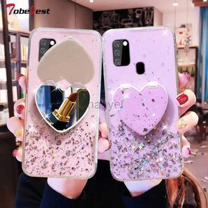 Cas de téléphone portable Coeur Miroir Paillettes Glitter Cas Pour Samsung Galaxy A51 A71 A01 A11 A12 A21 A21S A31 A41 A42 A81 A91 M31 M51 M31S Couverture 2442