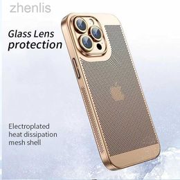 Mobiele telefoons Heat Dissipation Phone Case voor iPhone 13 11 12 14 15 Pro Max 14 15 plus X XR XS Max 12 13 Mini Cover Electroplated Border Shell D240424