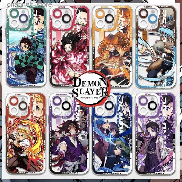 Étuis de téléphone portable Hot Japan Anime Demons Slayers Phone Case pour iPhone 15 14 13 12 Mini 11 Pro Max X XR XS 6 7 8 SE Plus Soft Transparent CoverY240325