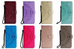 Étuis de téléphone portable Mentions légales Datura Flower Cuir Wallet Cases pour iPhone 15 Plus 14 Pro Max 13 12 11 XR XS MAX X 8 7 6 Iphone15 Totem en relief Lace Card Slot Mandala Flip Cover